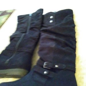 Black suede boots